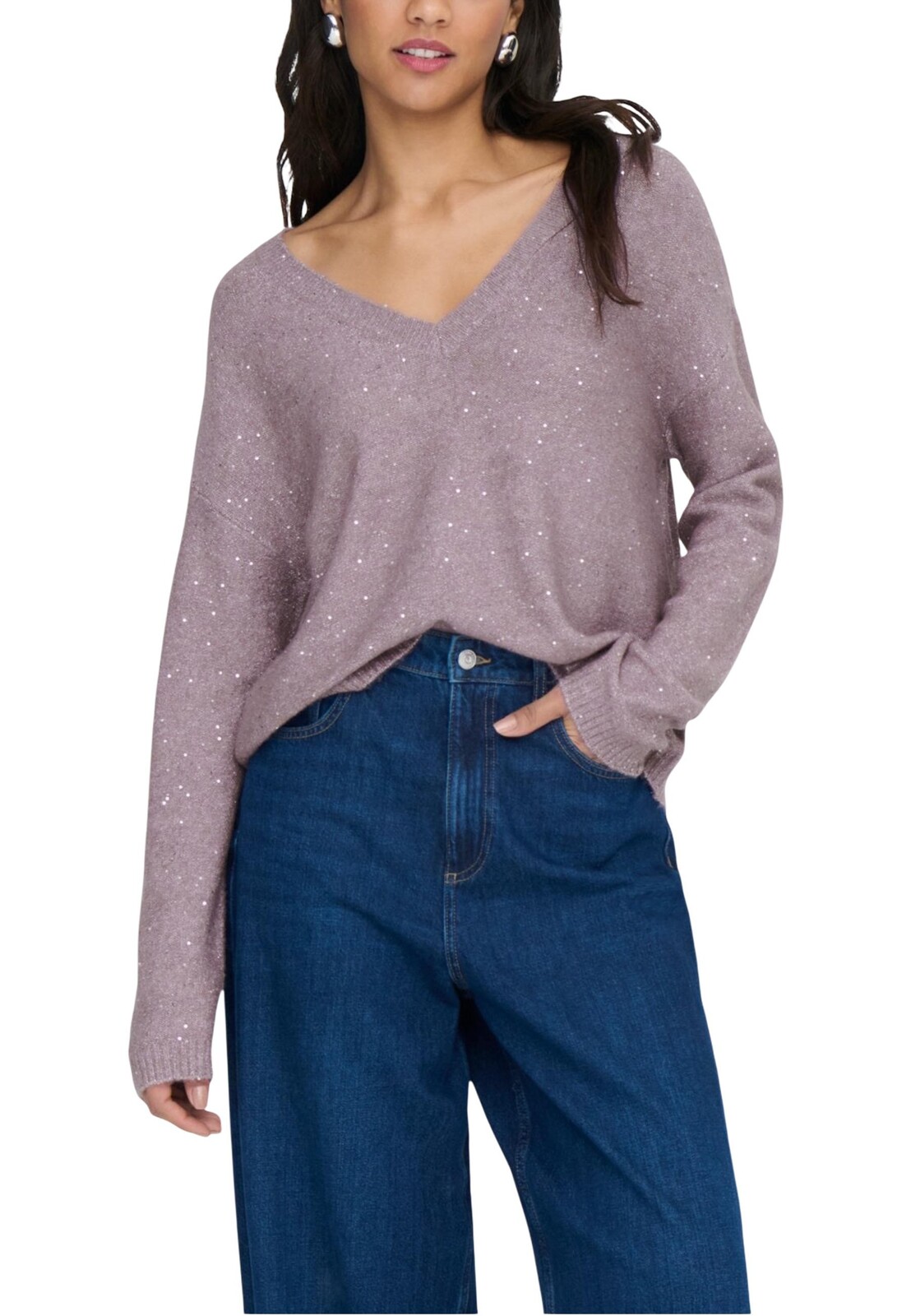 Dámský svetr s výstřihem do V