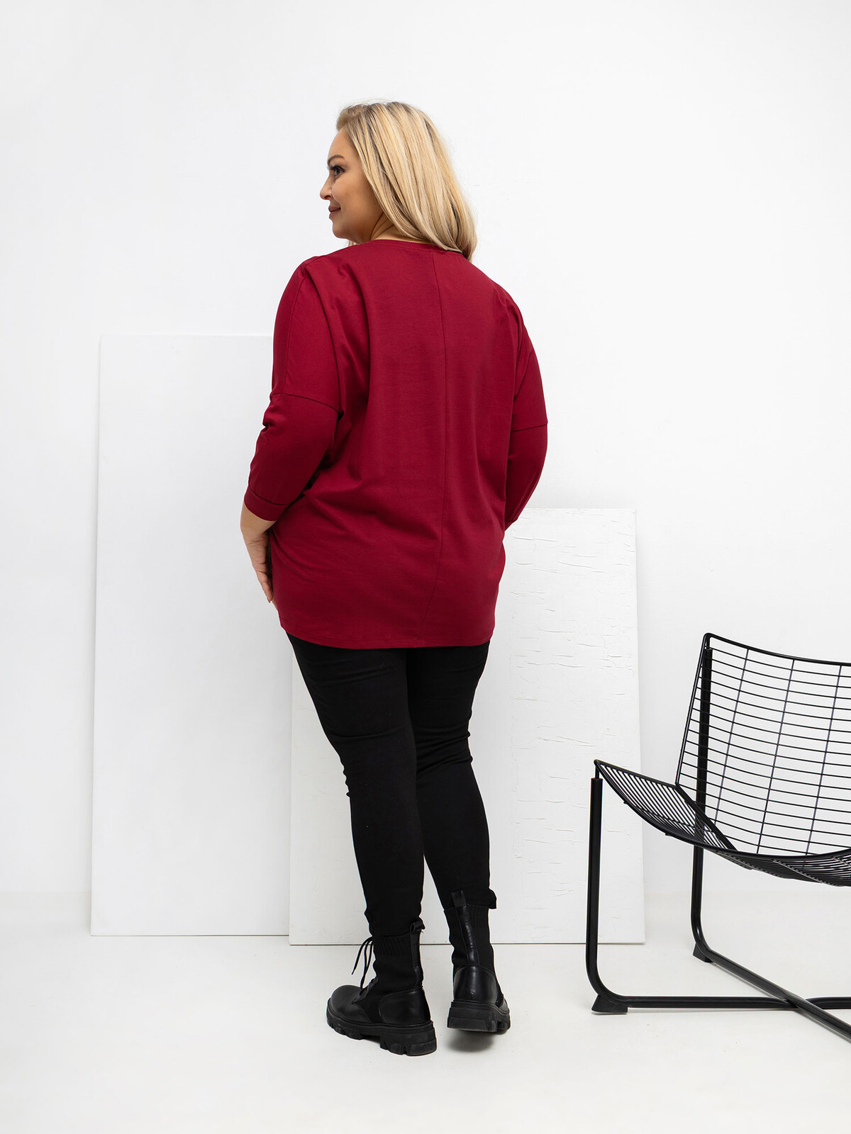 Plus size bordó mikina