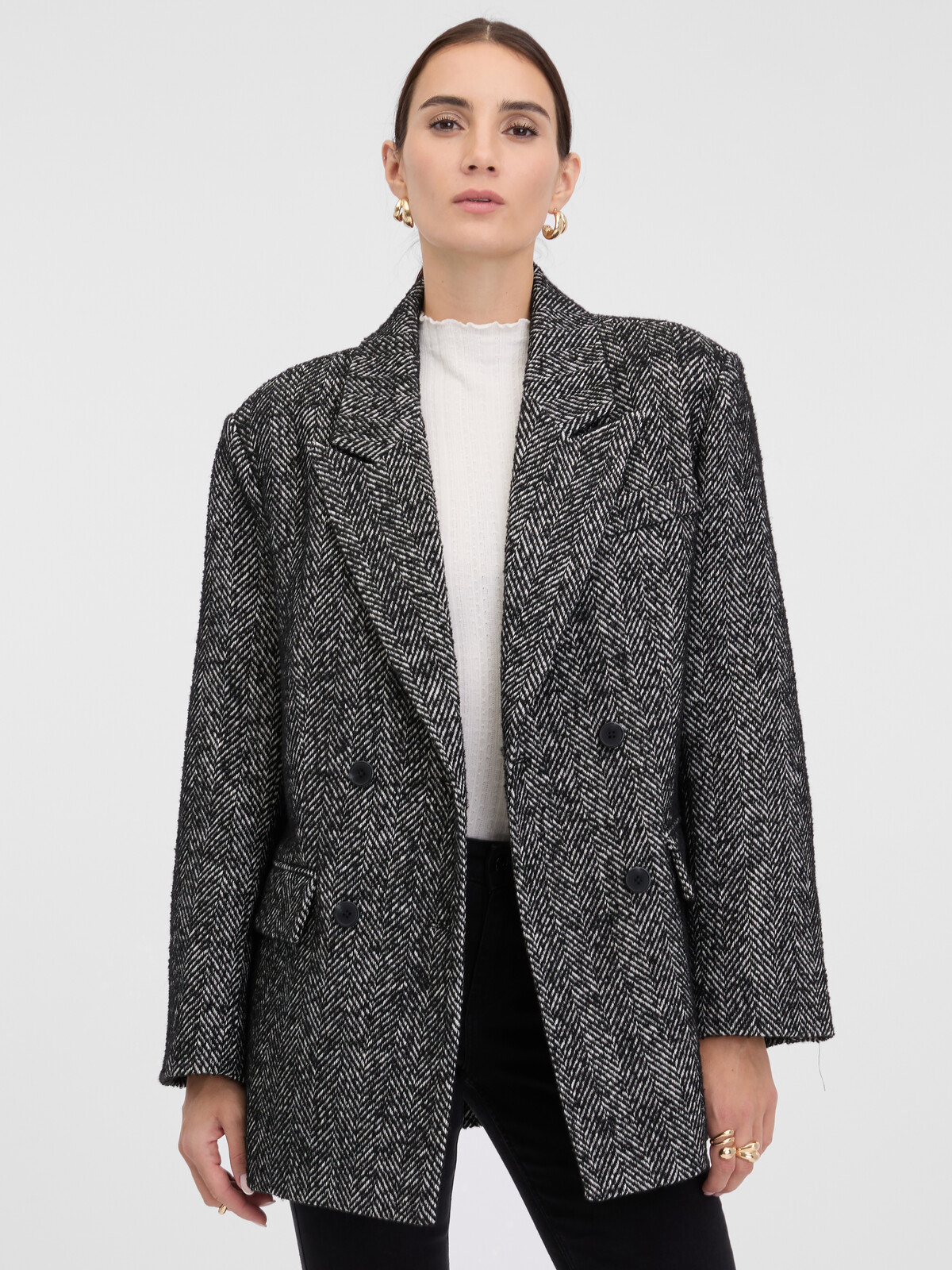 Tmavě šedý dámský krátký kabát ORSAY