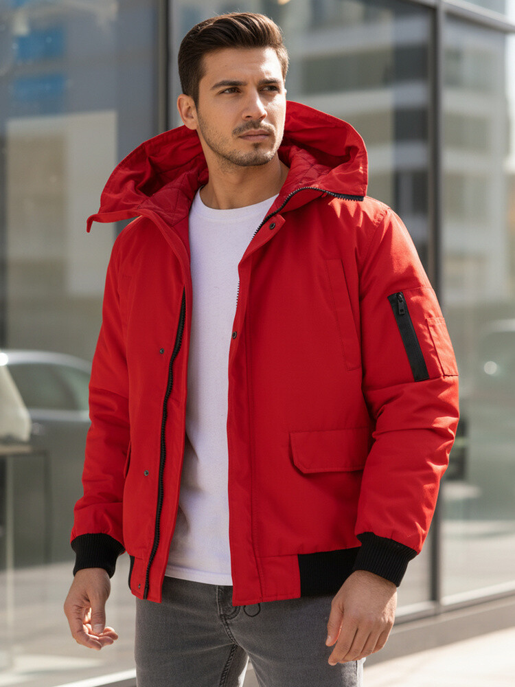 Červená zimní bunda pro muže