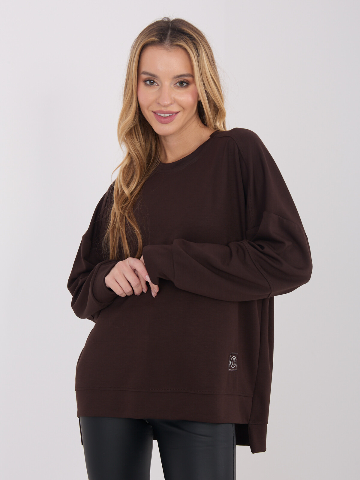 Dámská hnědá mikina bez kapuce