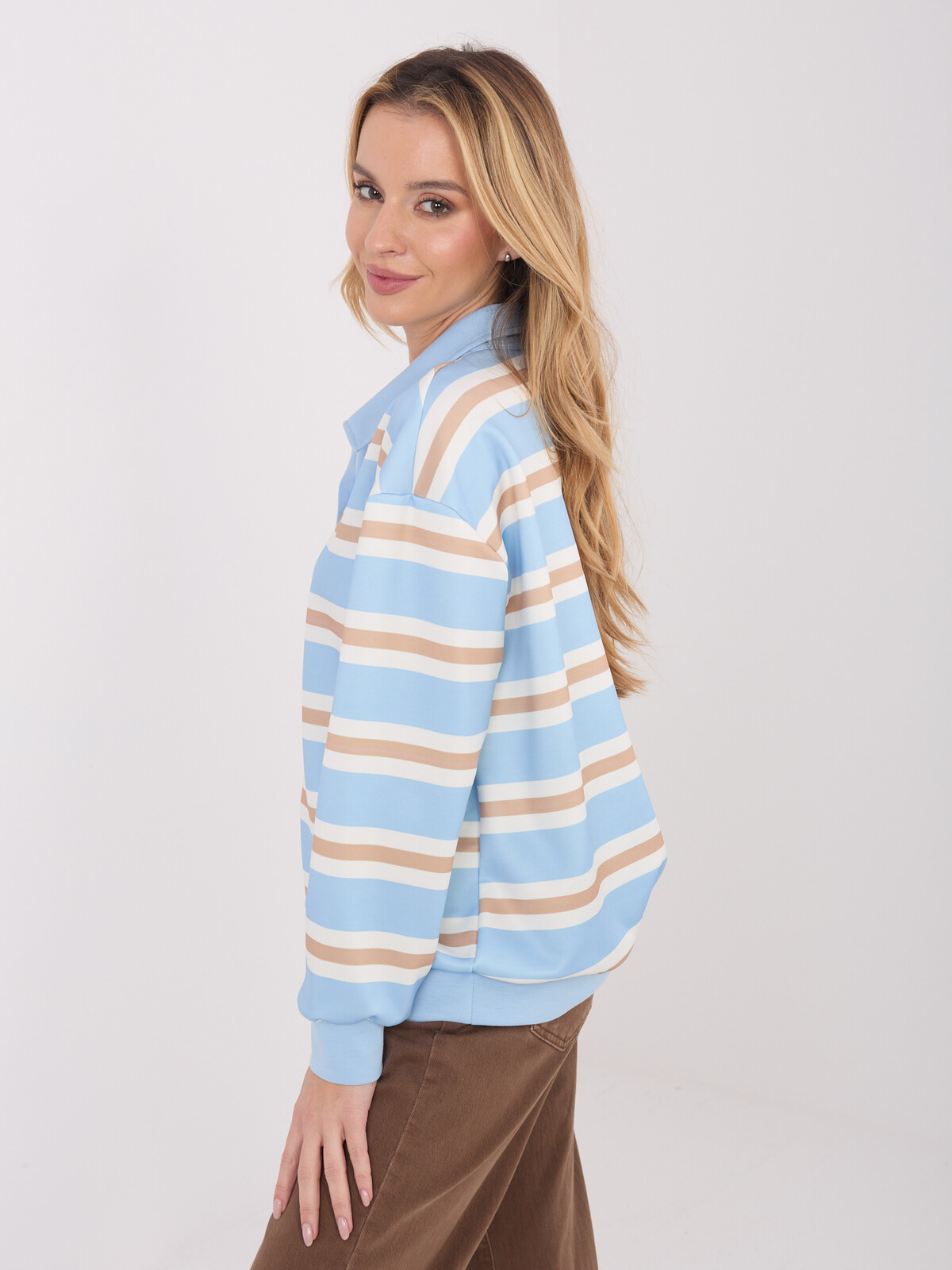 Dámská pruhovaná mikina světle modrá