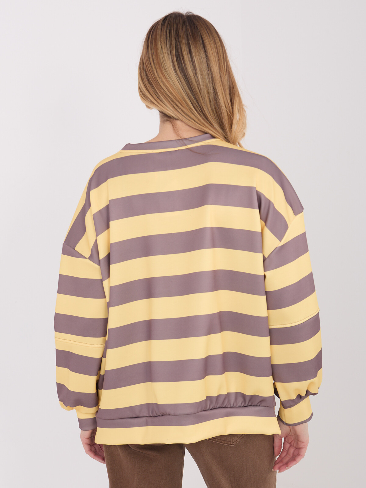 Pruhovaná mikina žluto-hnědá