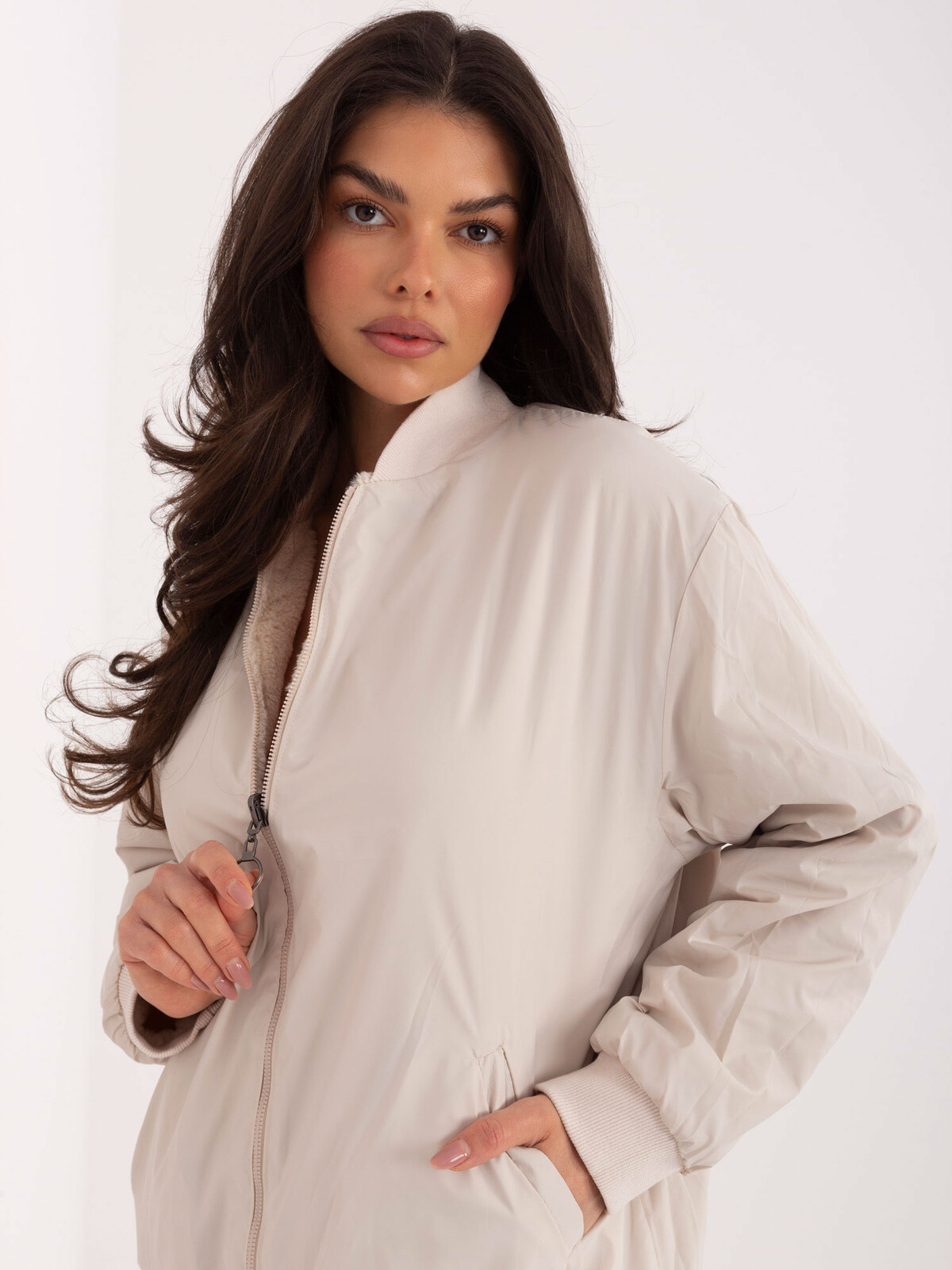 Dámská oboustranná mikina světle béžová