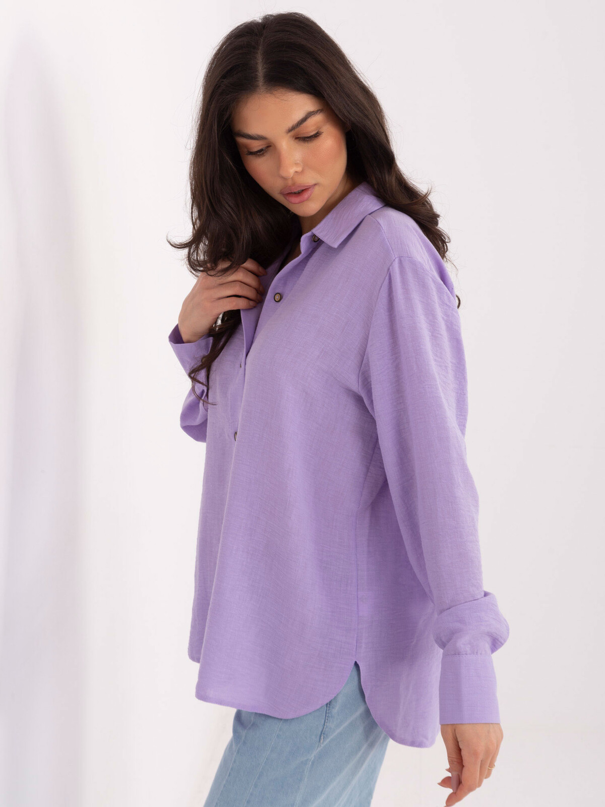 Dámská jednobarevná košile světle fialová