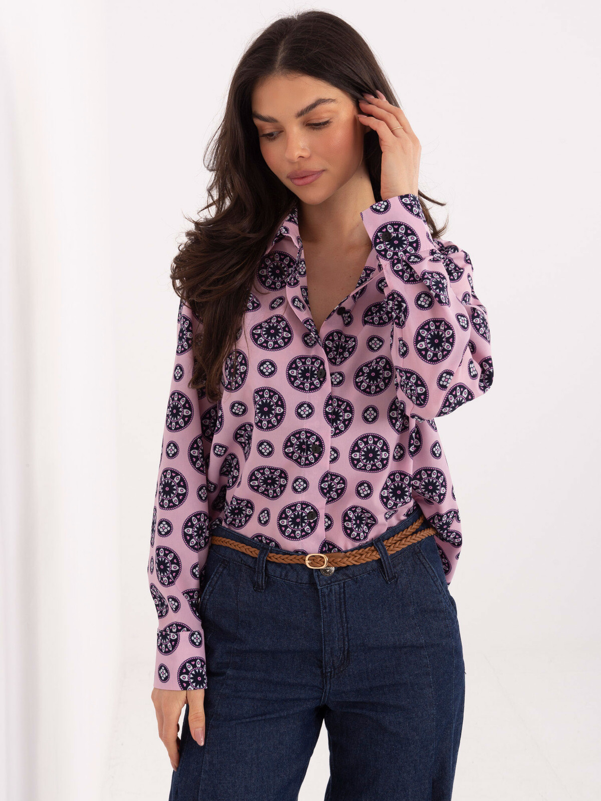 Růžová vzorovaná košile