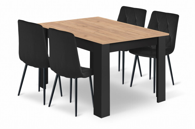 Jídelní stůl NP se čtyřmi židlemi LIBRA černé