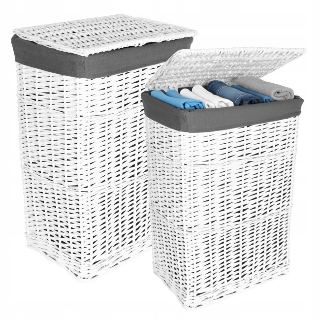 Sada košů na prádlo bílá / šedá 72 l a 114 l
