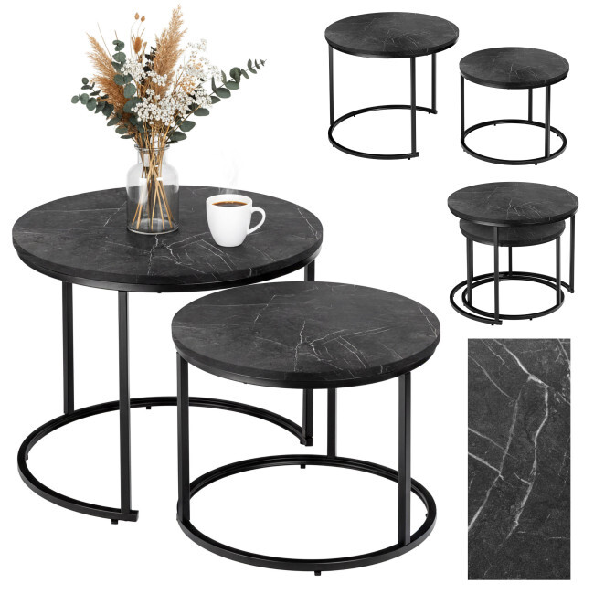 Sada 2 konferenčních stolků GALEN černý mramor