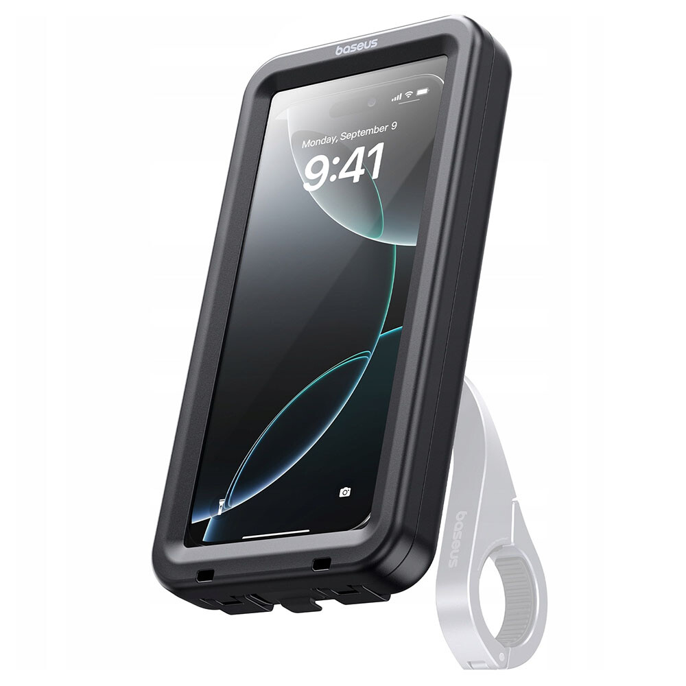 Baseus - vodotěsné pouzdro PrimeTrip VB1 RainShield (C0013D01) - pro magnetický držák na kolo, 360° kryt, nastavitelné, 6,9" - černé