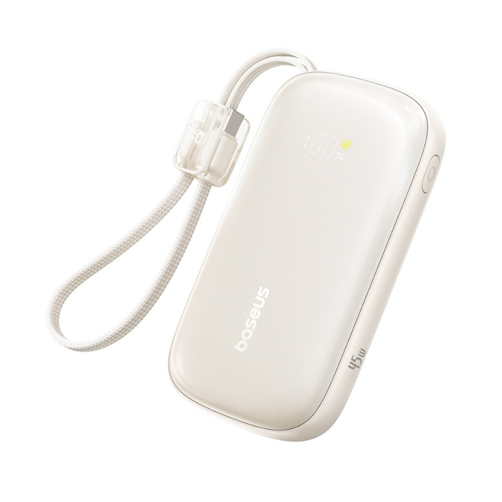Baseus – powerbanka EnerFill FC21 Qpow 3 Ultra (E0027Q01) – odpojitelný kabel, 10000mAh, 45W, USB, USB-C – Natural Titanium