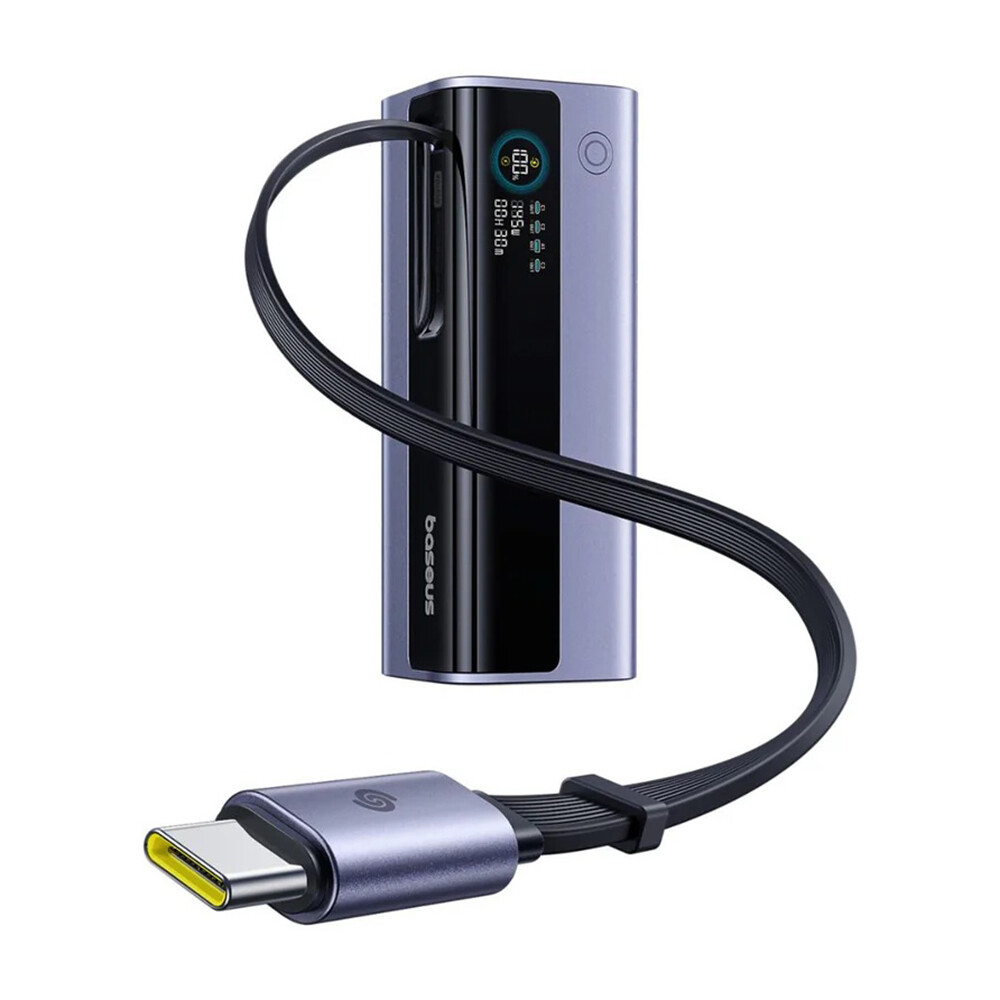 Baseus - powerbanka EnerGeek GR11 (E0027B01) - s výsuvným USB-C kabelem, 20000mAh, 145W - šedá