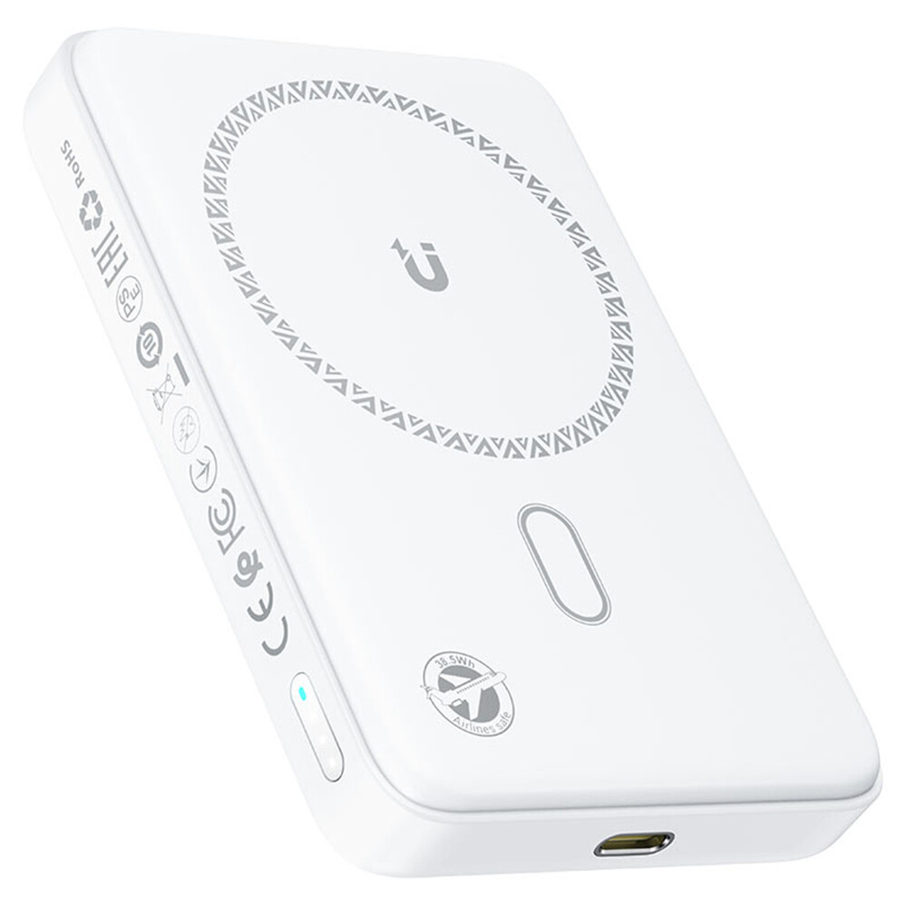 Acefast - magnetická bezdrátová powerbanka (M26-10000) - MagSafe, rychlé nabíjení, USB-C, 10000mAh, 20W, 5V/3A, LED - bílá