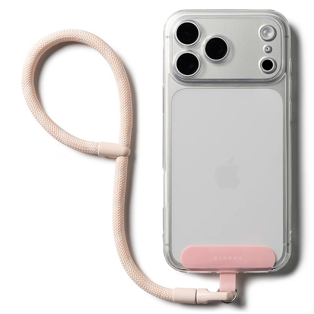 Ringke - univerzální držák s popruhem na ruku Link Flow P-Type - šňůrka na krk pro pouzdra na telefony, nastavitelná - Candy Pink