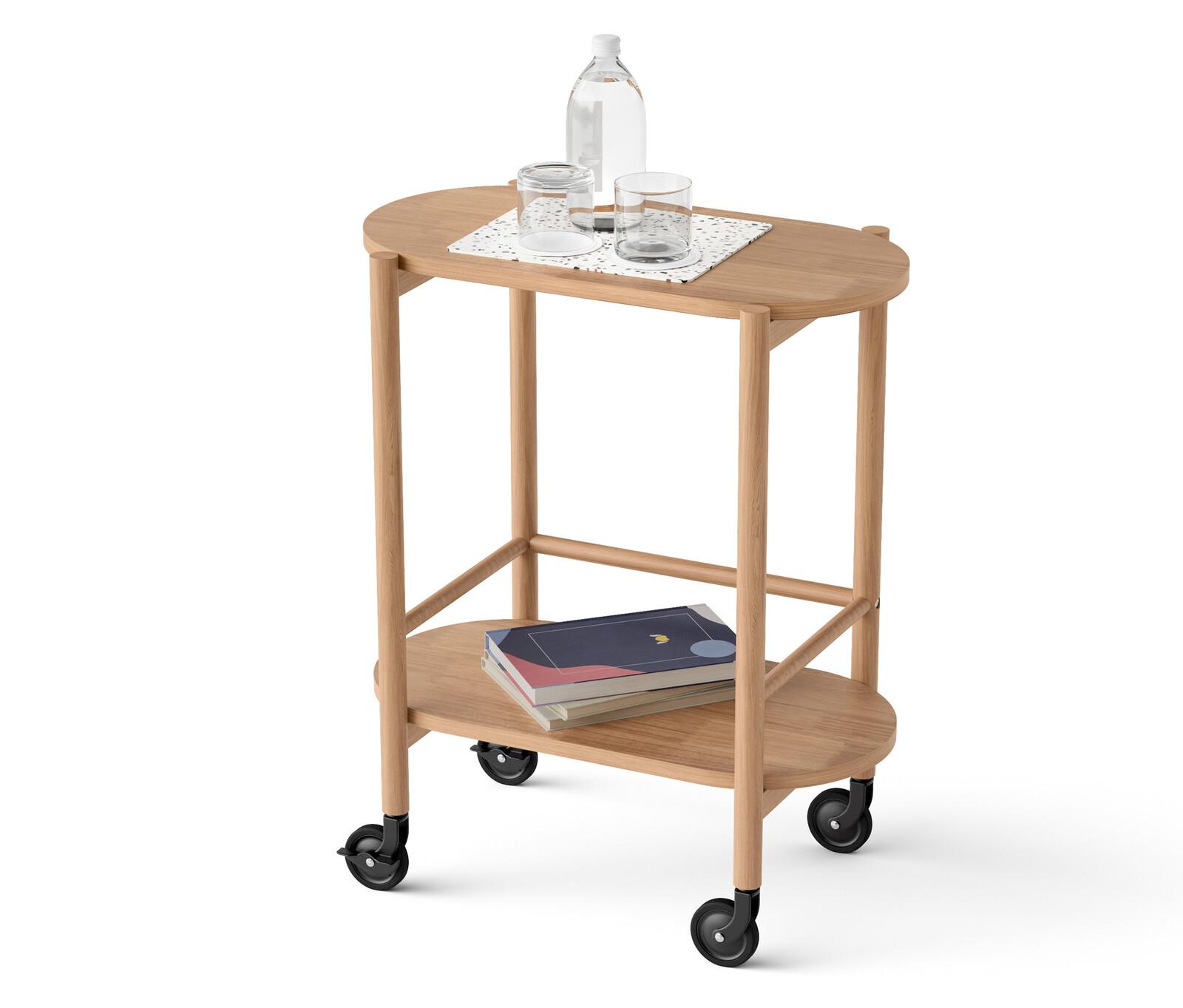 Tchibo - Barový vozík z masivního dřeva se 2 úrovněmi - barva: hnědá