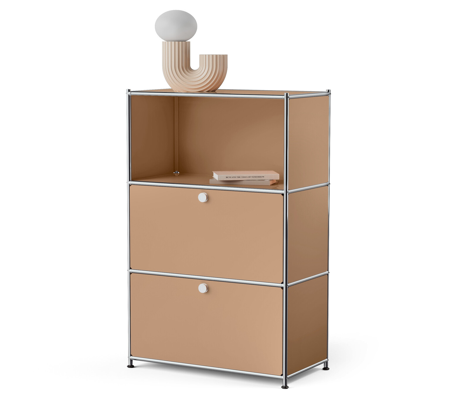 Tchibo - Kovová komoda »Cn3« se 2 přemístitelnými výklopnými dvířky - barva: hnědá