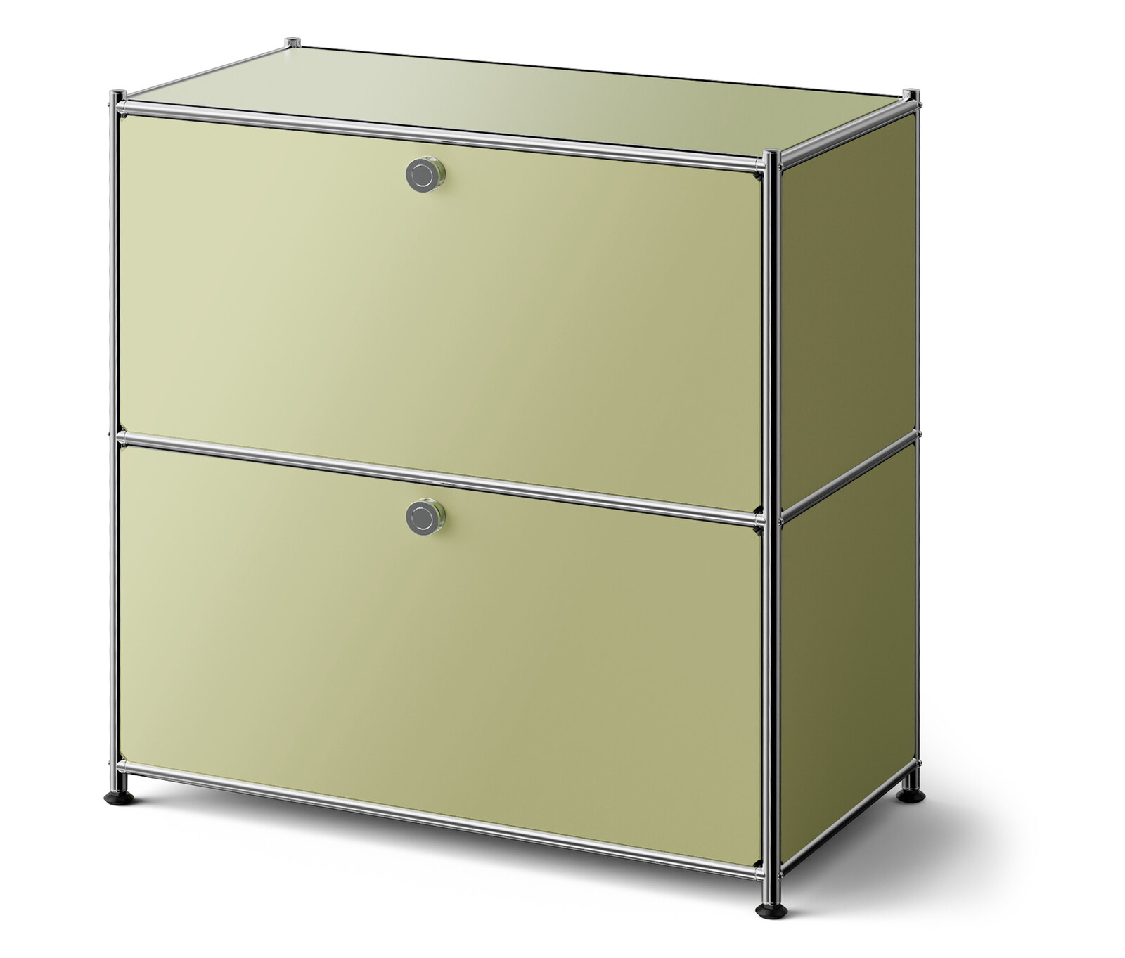 Tchibo - Nízká kovová komoda »Cn3« s výklopnými dvířky - barva: zelená