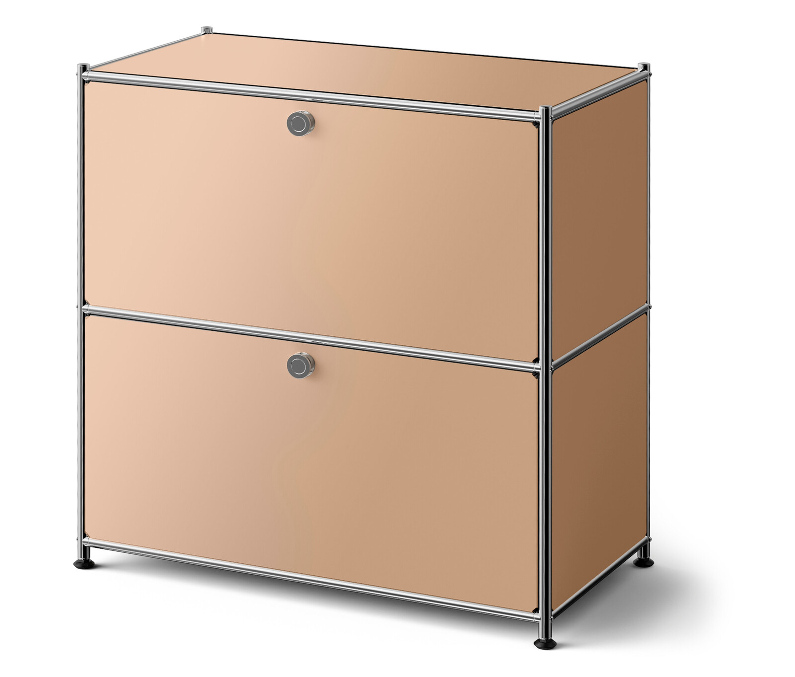 Tchibo - Nízká kovová komoda »Cn3« s výklopnými dvířky - barva: hnědá