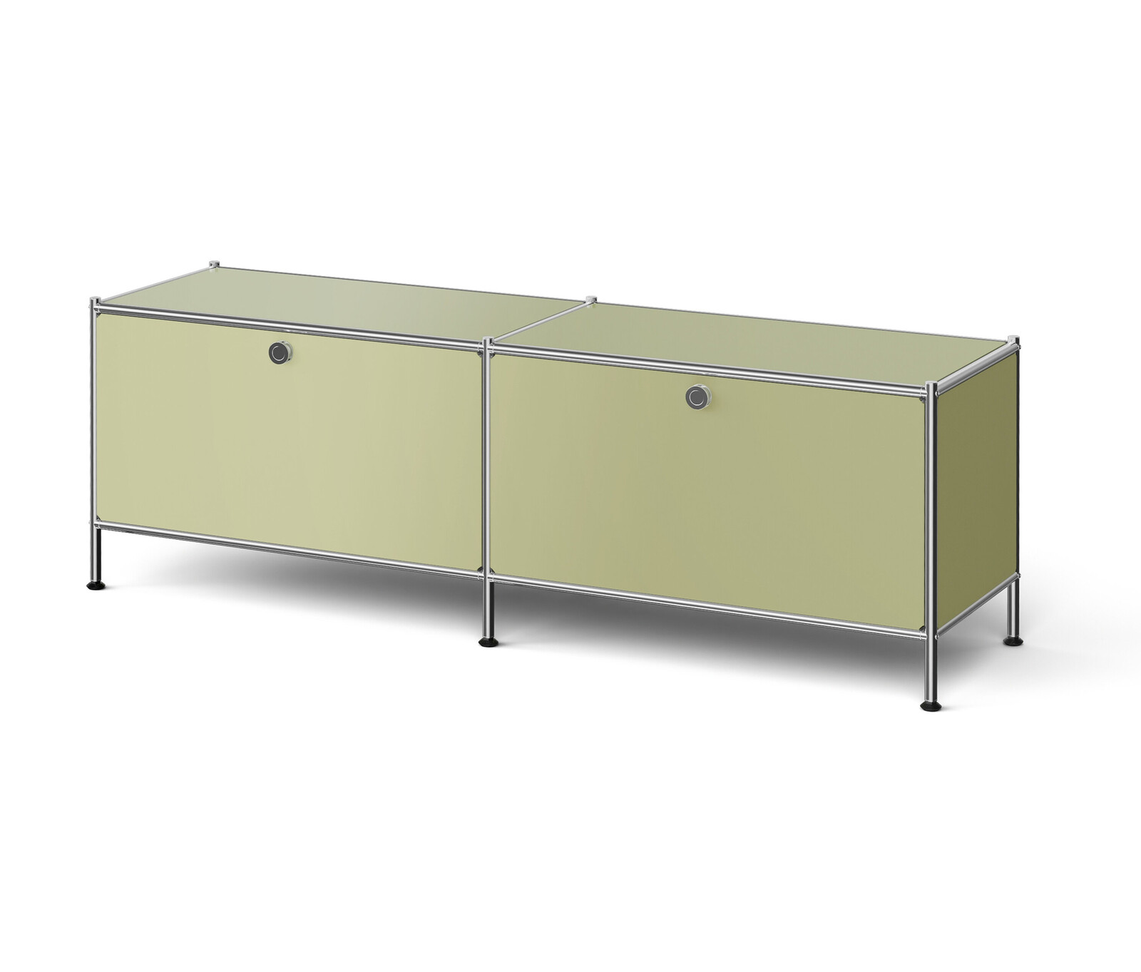 Tchibo - Nízká kovová skříňka »Cn3« s výklopnými dvířky - barva: zelená