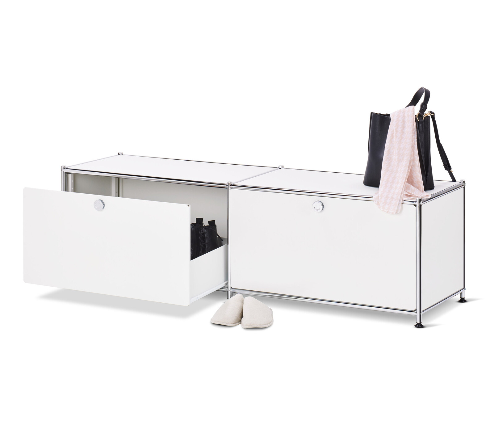 Tchibo - Nízká kovová skříňka »Cn3« se zásuvkami - barva: bílá