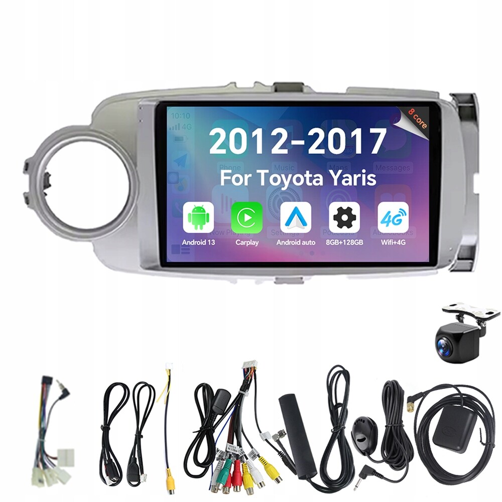 Autorádio Eunavi 2Din s Androidem 13 a 2G pro Toyota Yaris 2012-2017, Carplay, 4G Rds