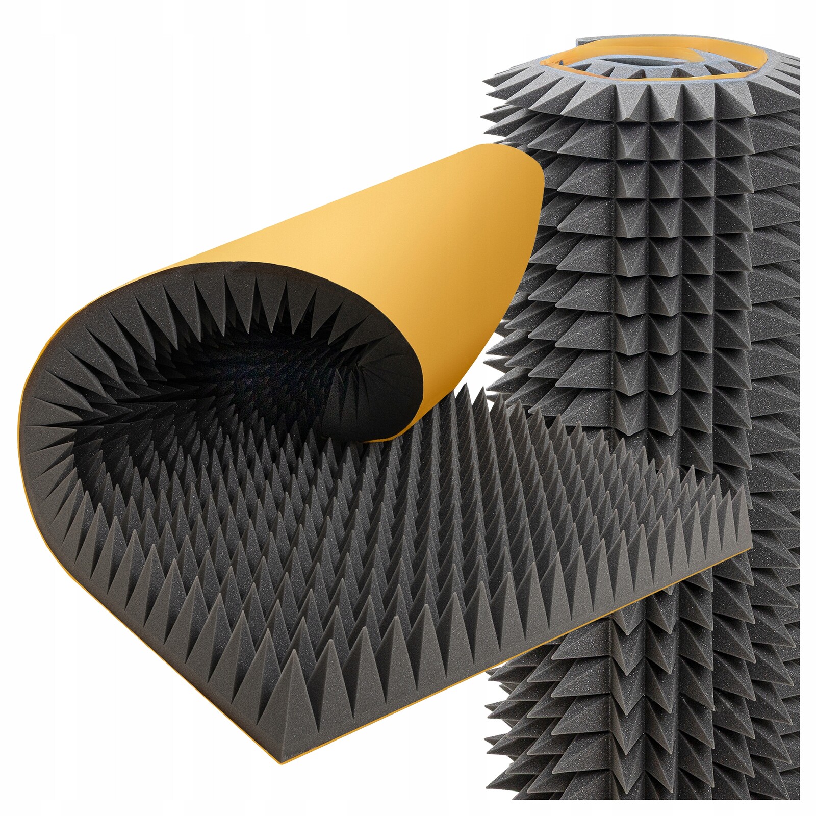 Akustická zvuková pěna pyramida 12 cm s lepidlem pro kinosál