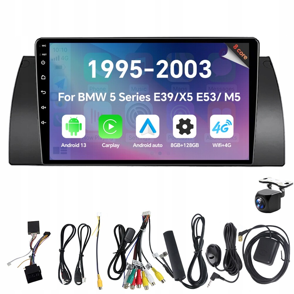 Autorádio Eunavi 2Din s Androidem 13 pro Bmw řady 5 E39 X5 M5 1995-2003 4G
