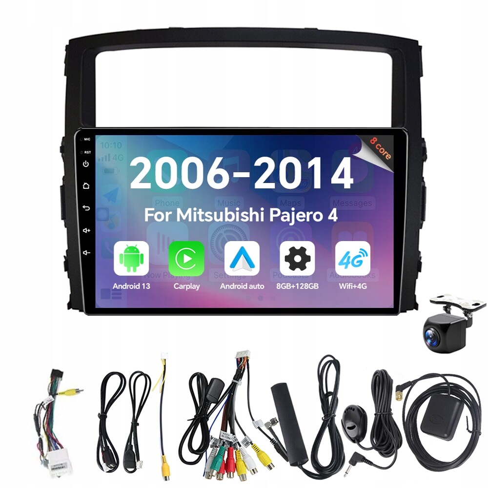 Autorádio Eunavi 2Din s Androidem 13 pro Mitsubishi Pajero 4 V80 V90 2006-2014
