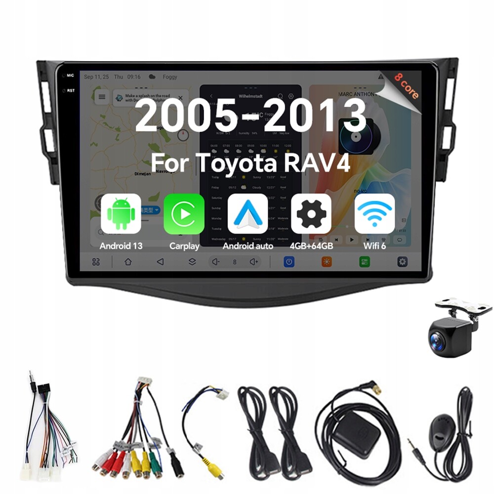 Autorádio 2Din Android13 pro Toyota RAV4 Rav 4 2005-2013 4G 64G Rds Carplay