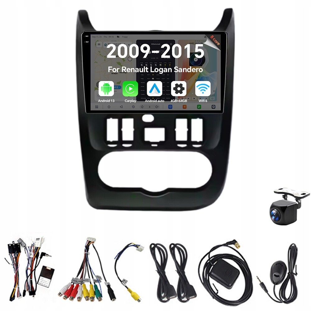 2Din Android 13 autorádio pro Renault Logan Sandero 2009-2015 Carplay 4G 64G
