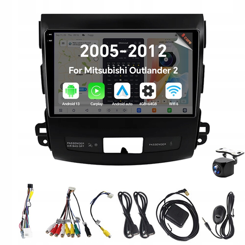 2Din Android 13 autorádio pro Mitsubishi Outlander 2 2005-2012 Carplay Gps