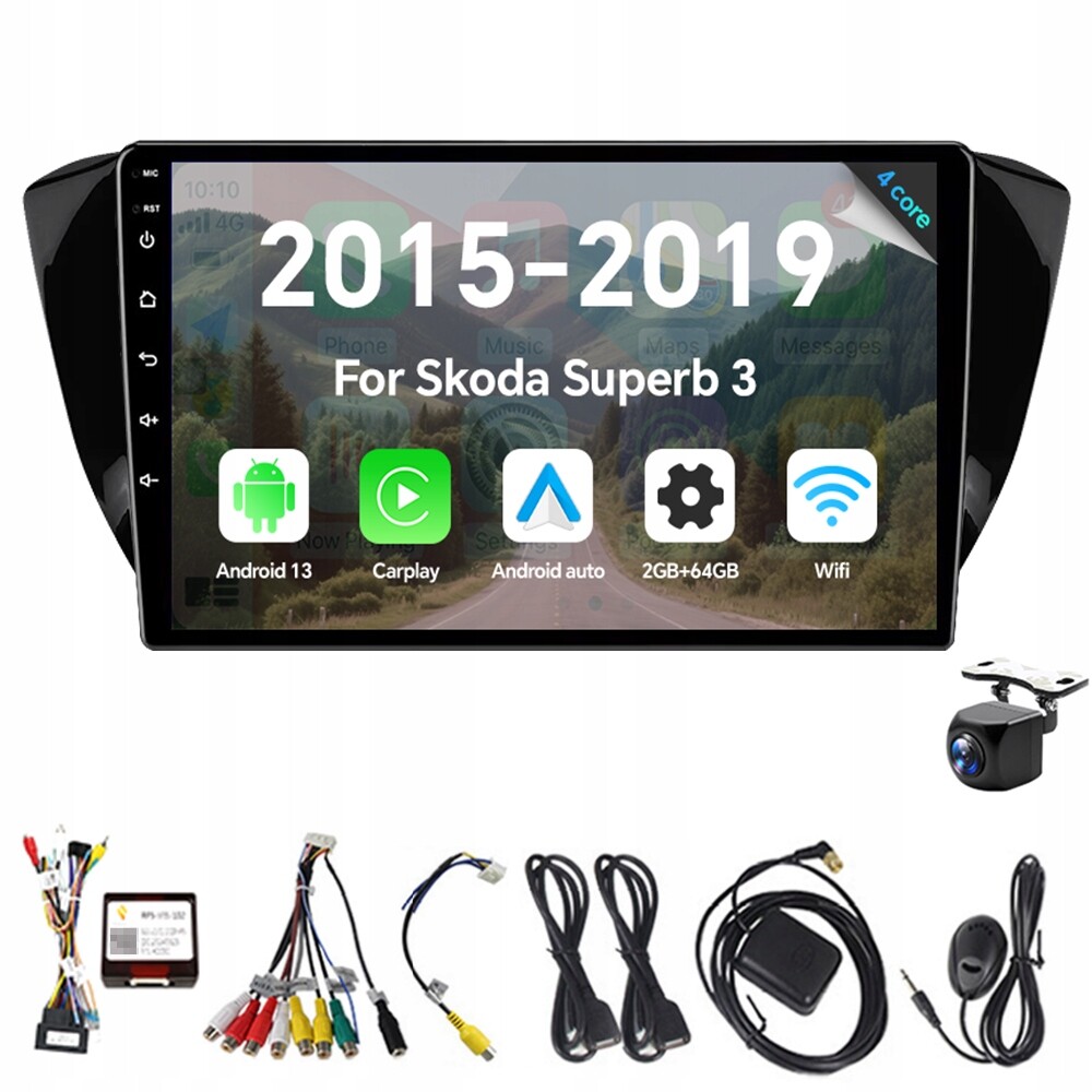 2Din Android 13 Autorádio pro Škoda Superb 3 2015-2019 2G 64G Carplay Gps