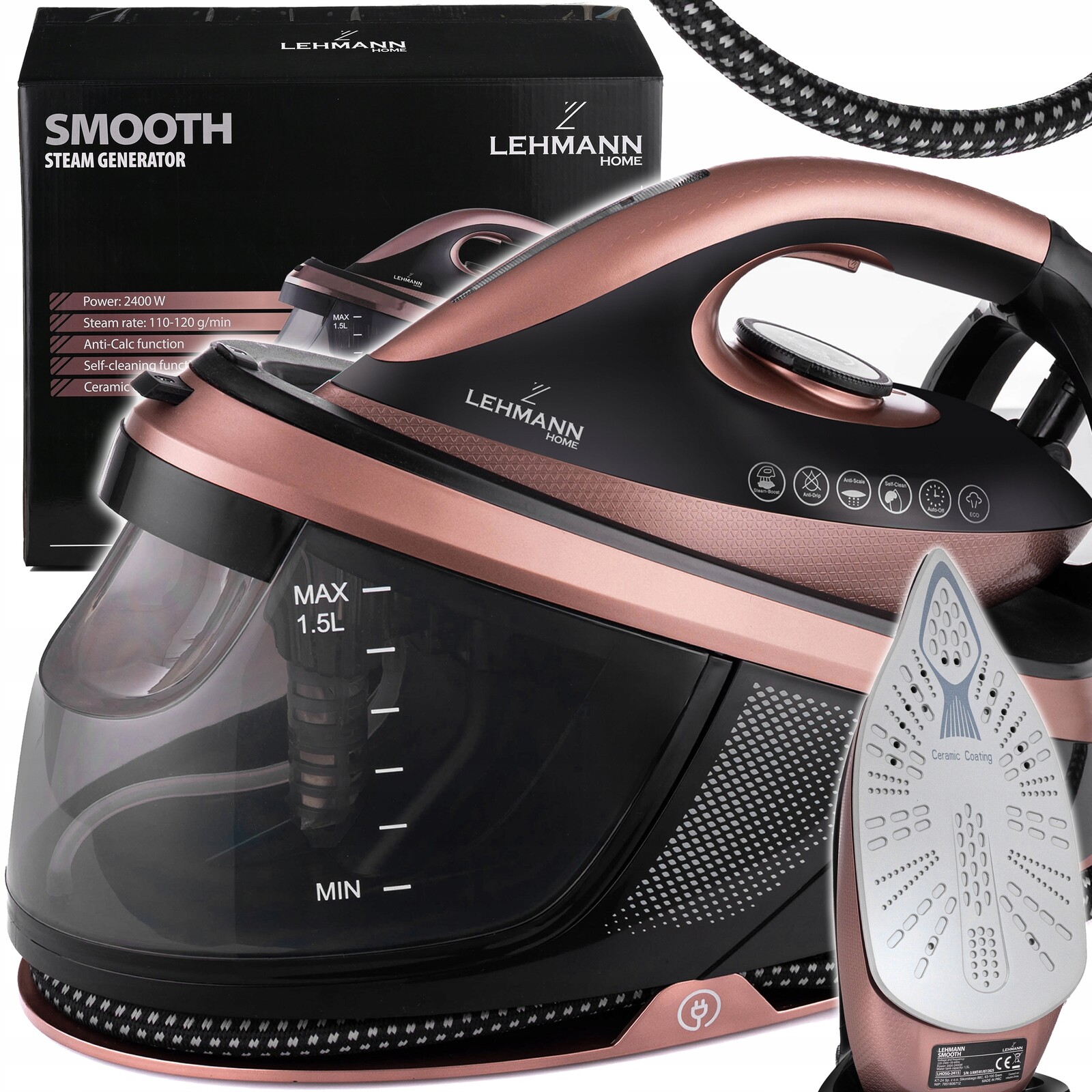 Parní Generátor Parní Stanice Žehlička Se Stanicí S Keramickým Povrchem 2400 W