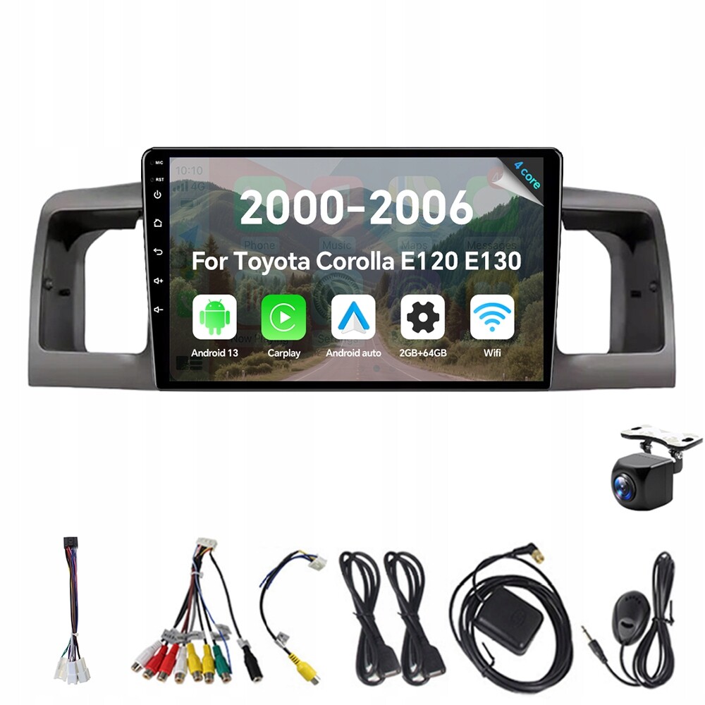 2Din Android 13 autorádio pro Toyota Corolla E120 E130 2000-2006 2G 64G