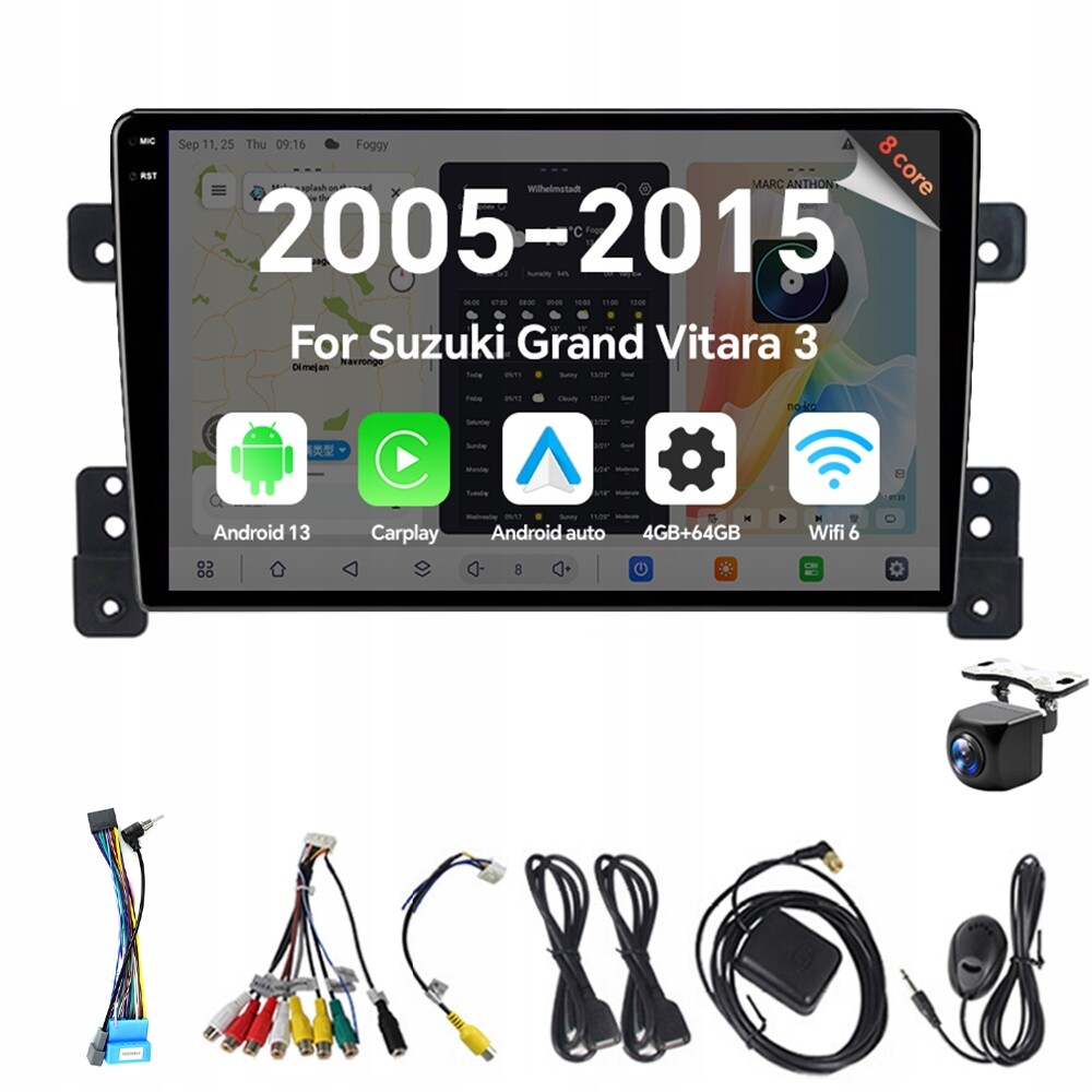 2Din Android 13 autorádio pro Suzuki Grand Vitara 3 2005-2015 Carplay 4G 64G