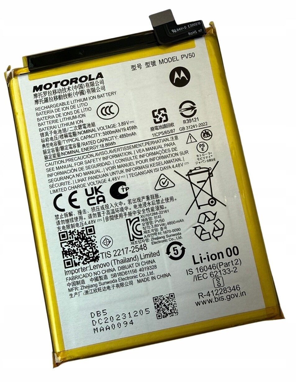 Org Nová originální baterie PV50 akumulátor pro Motorola Moto G73