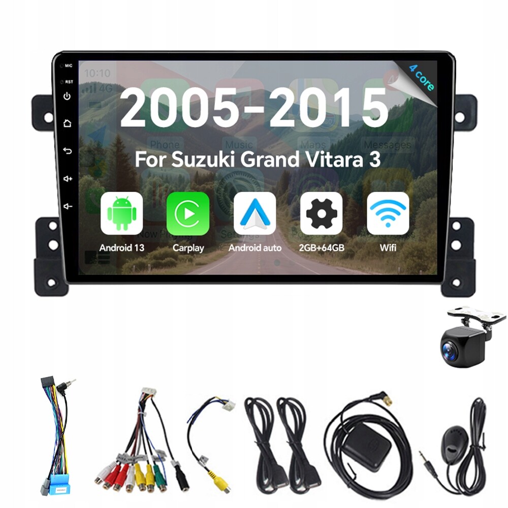 2Din Android 13 autorádio pro Suzuki Grand Vitara 3 2005-2015 Carplay Rds
