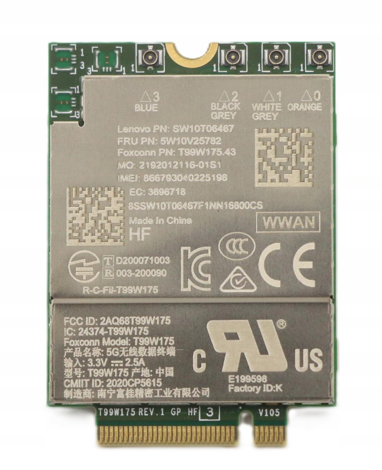 Originální modem Wwan 5G M.2 pro Lenovo 5W10V25782 Qualcomm Snapdragon X55