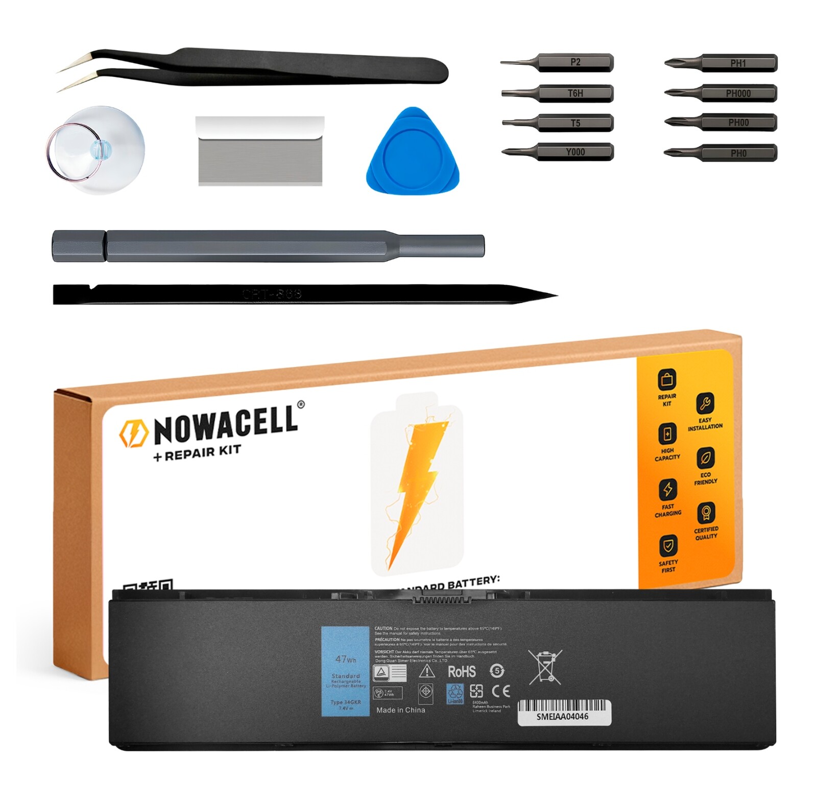 Baterie 34GKR 3RNFD 909H5 pro Dell Latitude E7440 7450 7,4 V 47 Wh 6400 mAh