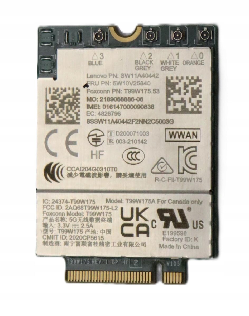 5G Modem M.2 Lenovo 5W10V25840 pro Thinkpad P1 gen6 21FV/W, X1 Nano gen2 21E8/9