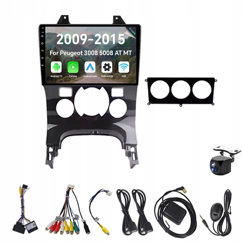 2Din Android 13 autorádio pro Peugeot 3008 5008 At Mt 2009-2015 2G 64G Rds