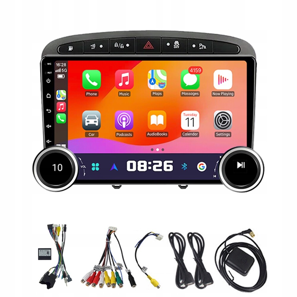 Eunavi 2DIN Android autorádio pro Peugeot 308 408 2007-2015 s Carplay, 4G a 64GB pamětí