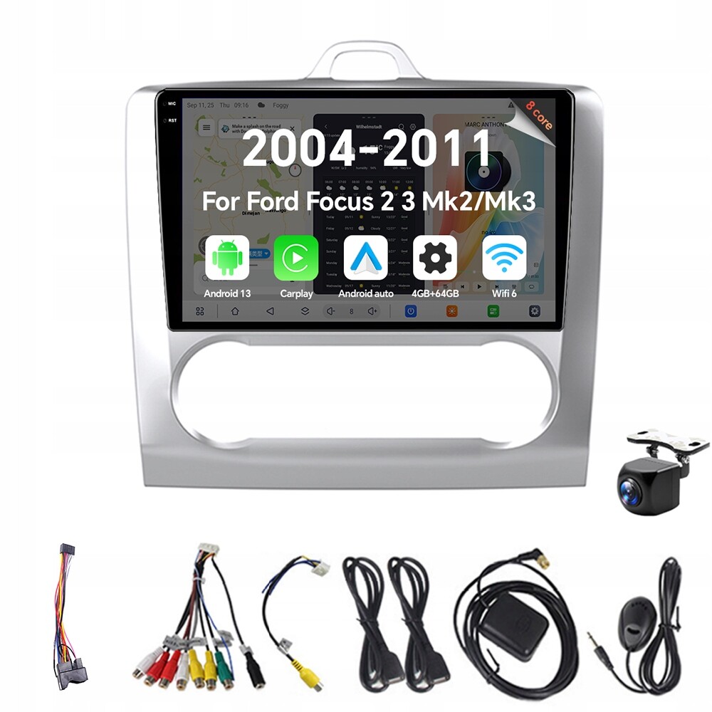 2Din Android 13 autorádio pro Ford Focus 2 3 Mk2/Mk3 2004-2011 4G 64G Rds