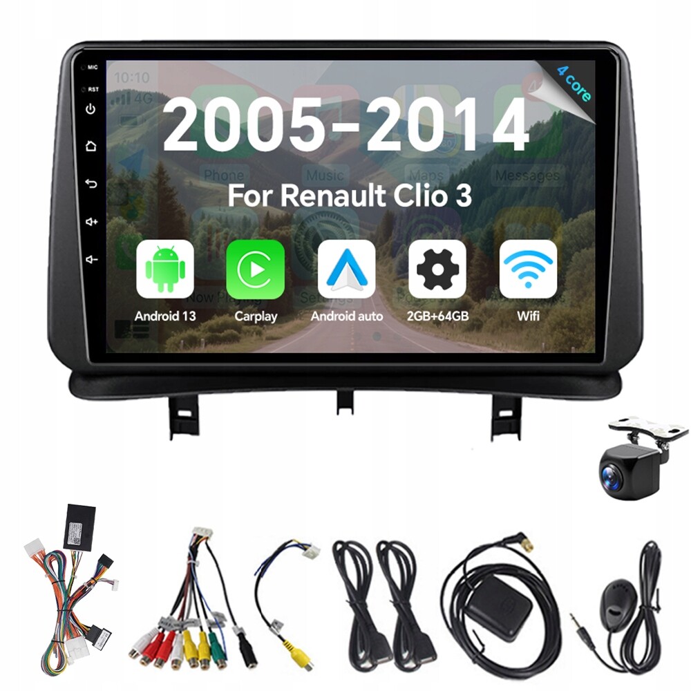 2Din Android 13 Autorádio pro Renault Clio 3 2005-2014 2G 64G Carplay Gps