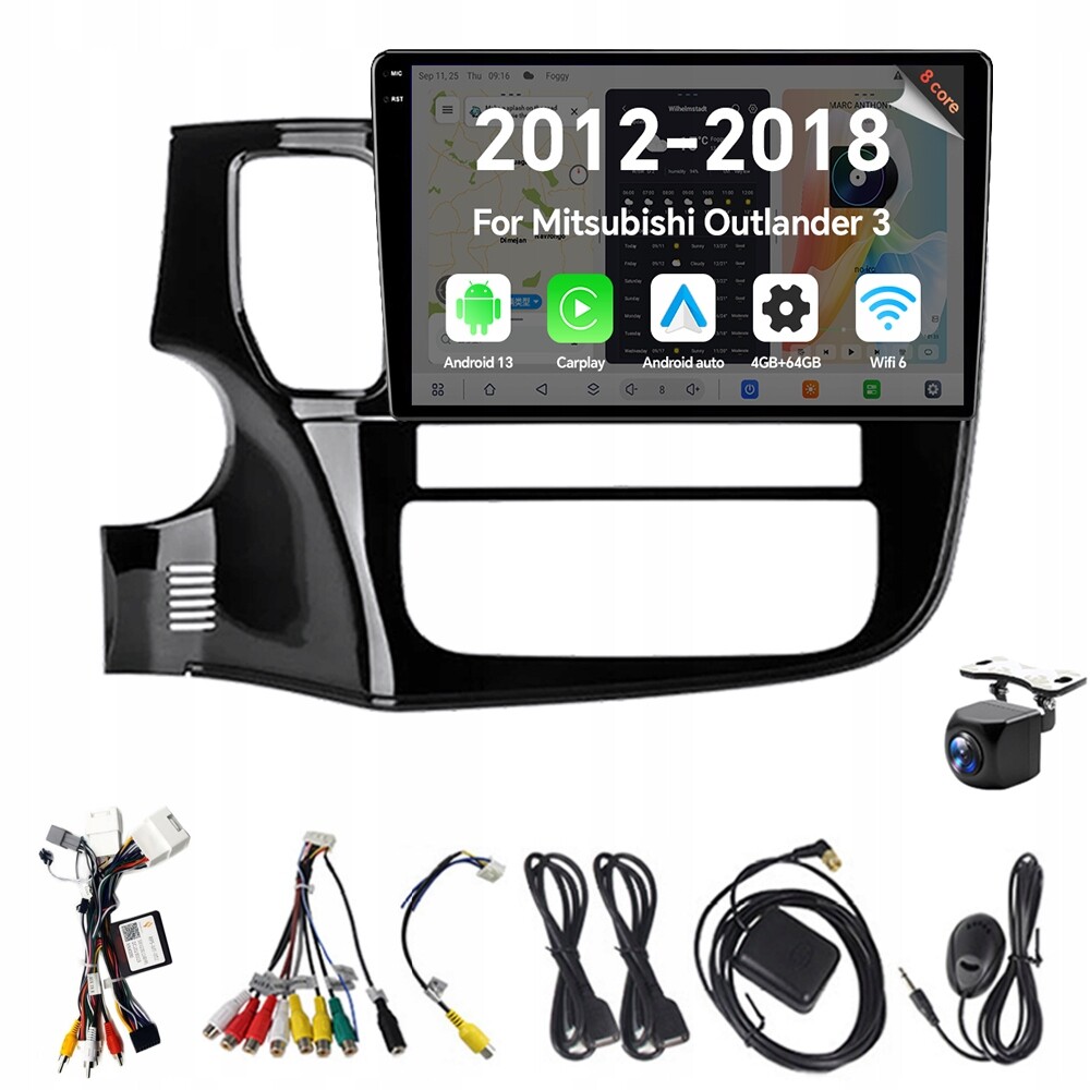 2Din Android 13 autorádio pro Mitsubishi Outlander 3 2012-2018 Rds 4G 64G