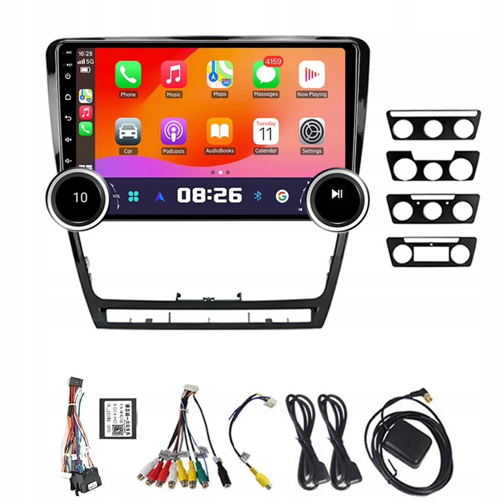 2DIN Android 13 Autorádio pro Škoda Octavia 2 A5 2008-2013 s CarPlay, Gps a Rds