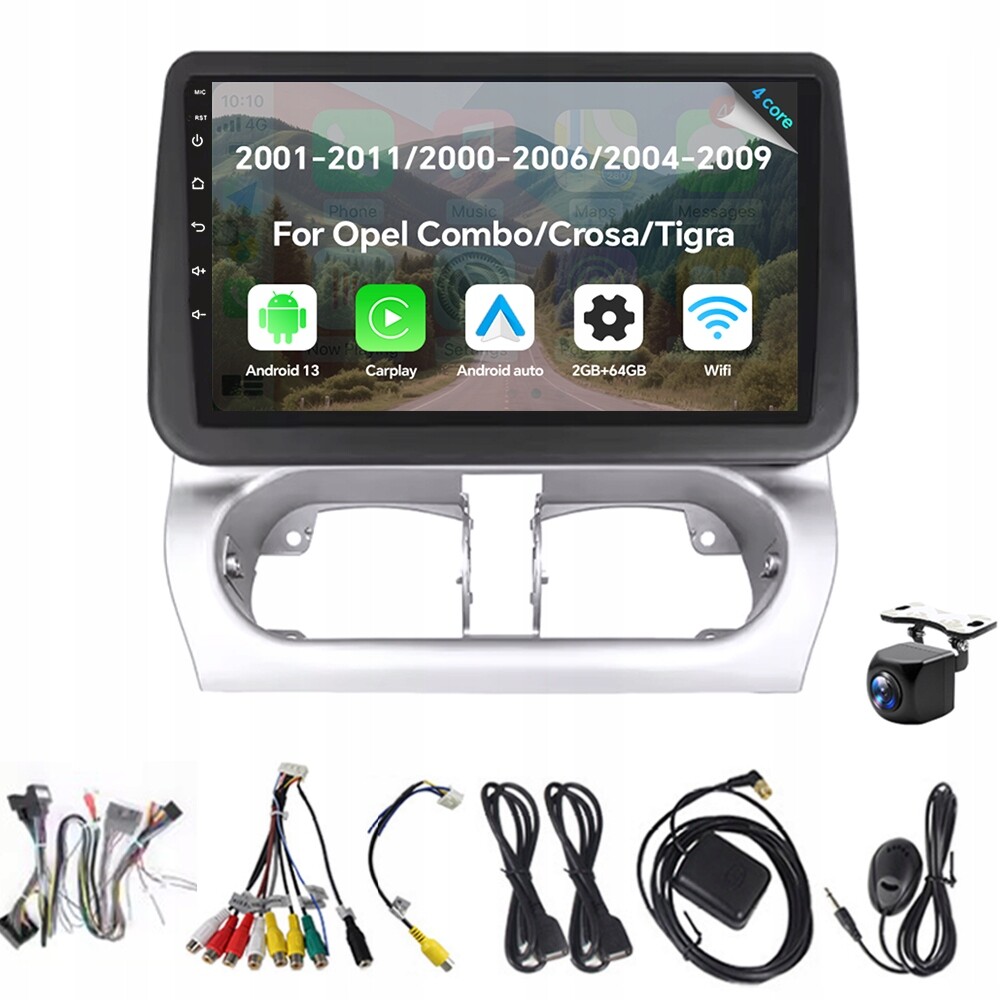 2Din Android 13 autorádio pro Opel Combo Crosa Tigra Carplay Rds 2G 64G