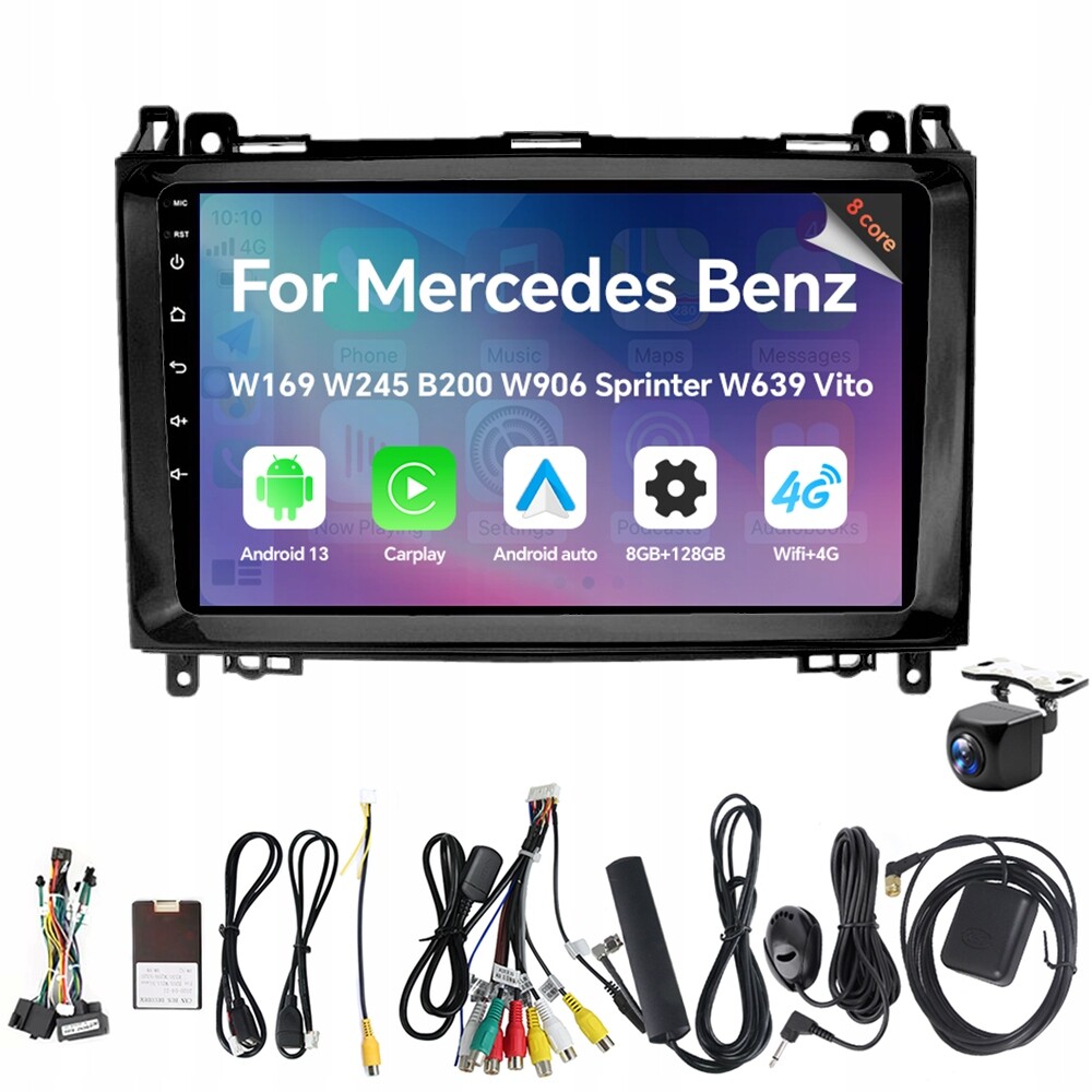Autorádio Eunavi 2Din s Androidem 13 pro Benz W169 W245 B200 W906 Sprinter W639
