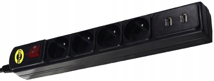 Orvaldi ORV-4 Pl přepěťová ochrana Zásuvková lišta 2x Usb 2.0