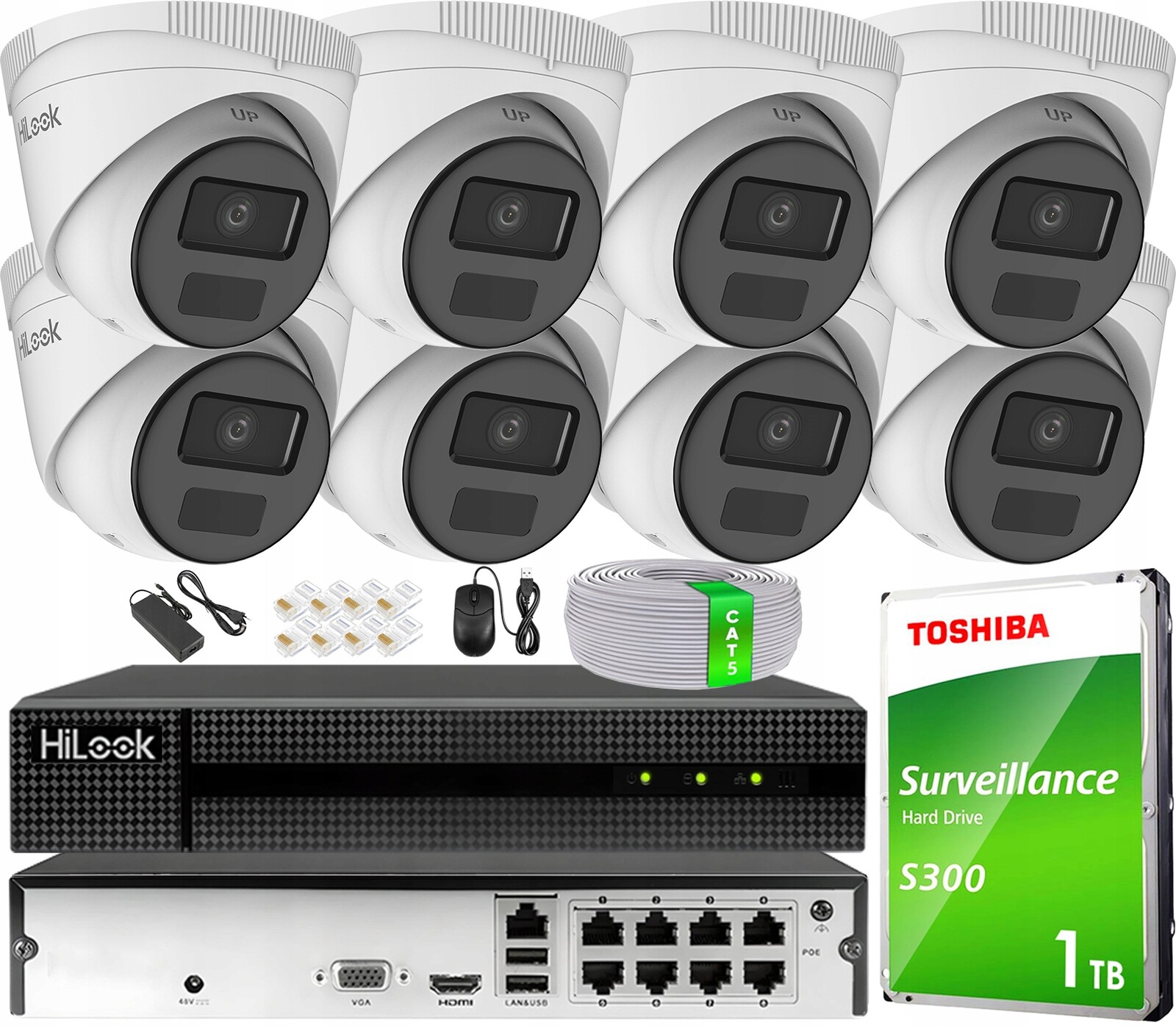 Ip monitorovací sada 8 kamer 4Mpx Den/Noc Ir 20 m Aplikace Detekce PoE